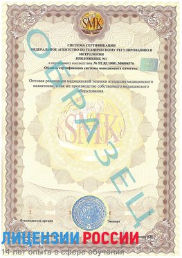 Образец сертификата соответствия (приложение) Воронеж Сертификат ISO 13485