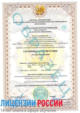 Образец сертификата соответствия Воронеж Сертификат OHSAS 18001