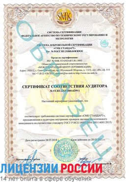 Образец сертификата соответствия аудитора №ST.RU.EXP.00014299-1 Воронеж Сертификат ISO 14001